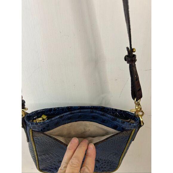 Brahmin Blue Green Croc crossbody 24\
